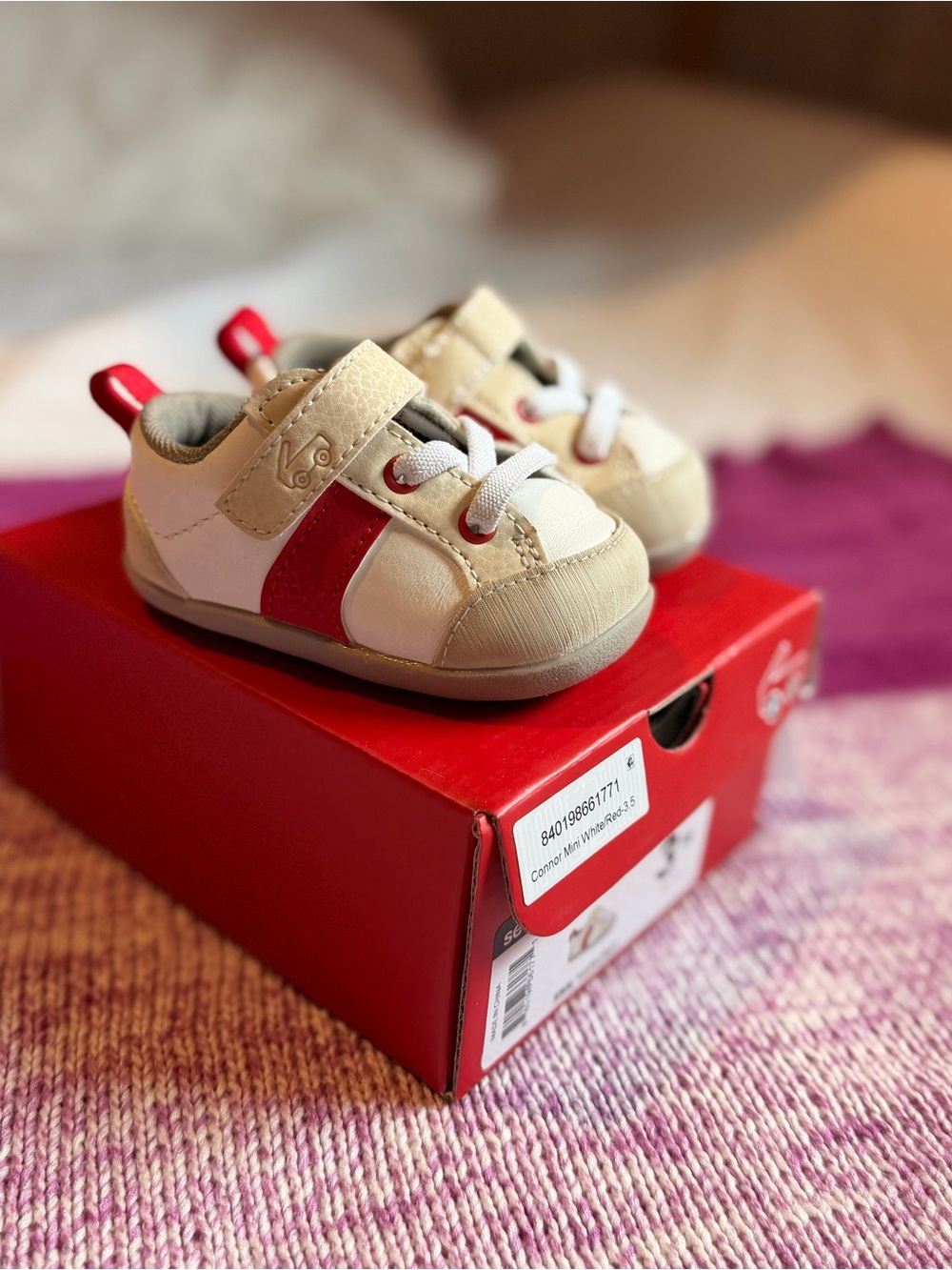 See Kai Run Beige and Red Toddler Sneakers